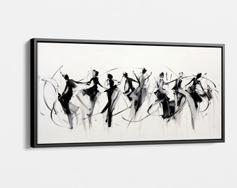 Modern Art Black and White Dance Figures Canvas Print - Elegant Wall Decor for Living Room, Office, or Bedroom - Contemporary Home Art
