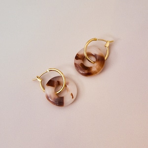 Tortoiseshell Polymer Clay Hoop Earrings, Circle Earrings, Gift Ideas for Xmas image 1