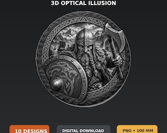 古代の戦士 3D 錯視 スレート彫刻 PNG バンドル、10 種類の歴史的な戦士デザイン、100mm レーザー デジタルダウンロード