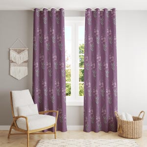 Elegant Mauve Flower Pattern Curtains ,Wisteria Garden Print Drapes , Custom Size Room Darkening Window Treatment , Aesthetic Bedroom Decor