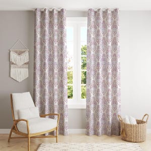 Pink & Purple Paisley Curtains: Floral Bohemian Drapes