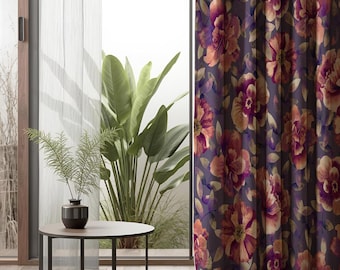 Purple and Beige Window Curtain Panels | Long Panel Lined, Unlined