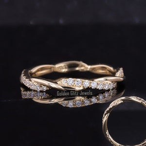 Full Infinity wedding band/Width 2.0mm Twisted delicate unique twining stacking ring/Diamond Eternity Ring /Twisted Infinity Engagement Ring
