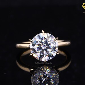 2.70ct Round Moissanite Engagement Ring: 10K Gold Solitaire, Minimalist Jewelry