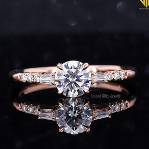 1 Carat Lab Grown Diamond Engagement Ring: 14k White Gold Three Stone