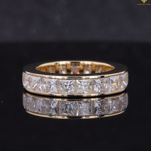 Princess Cut Diamond Eternity Ring 3.00 mm 18k . Wedding Band . Full Half Eternity . Channel Setting. Yellow Rose White Gold . Platinum