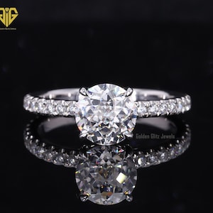 4 Claw Prong Solitaire Designer Anniversary Ring, Hidden Halo Wedding Ring, Jubilee Cut 1 / 2 / 3 Carat Moissanite Designer Engagement Ring