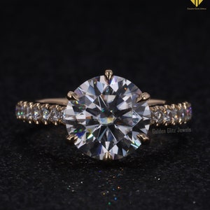 2.50 CT Round Brilliant Cut Colorless Moissanite Ring, Engagement Ring, Wedding Ring, Cathedral Setting, Anniversary Gift, Ring for Women