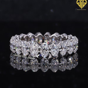 Oval Cut Lab grown Full Eternity Wedding Band Oval Diamond Band Oval Women&#39;s Band For Anniversary Gift CVD Diamond Anniversary Gift Band