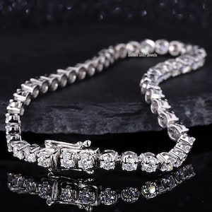 18k White Gold Moissanite Bracelet Certified D Color VVS1 Diamond Tennis Bracelet Moissanite Tennis Bracelet Dainty Bracelet Diamond Silver