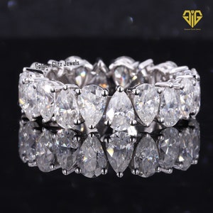 14K Gold Pear Cut Lab Grown Diamond Full Eternity Anniversary Ring