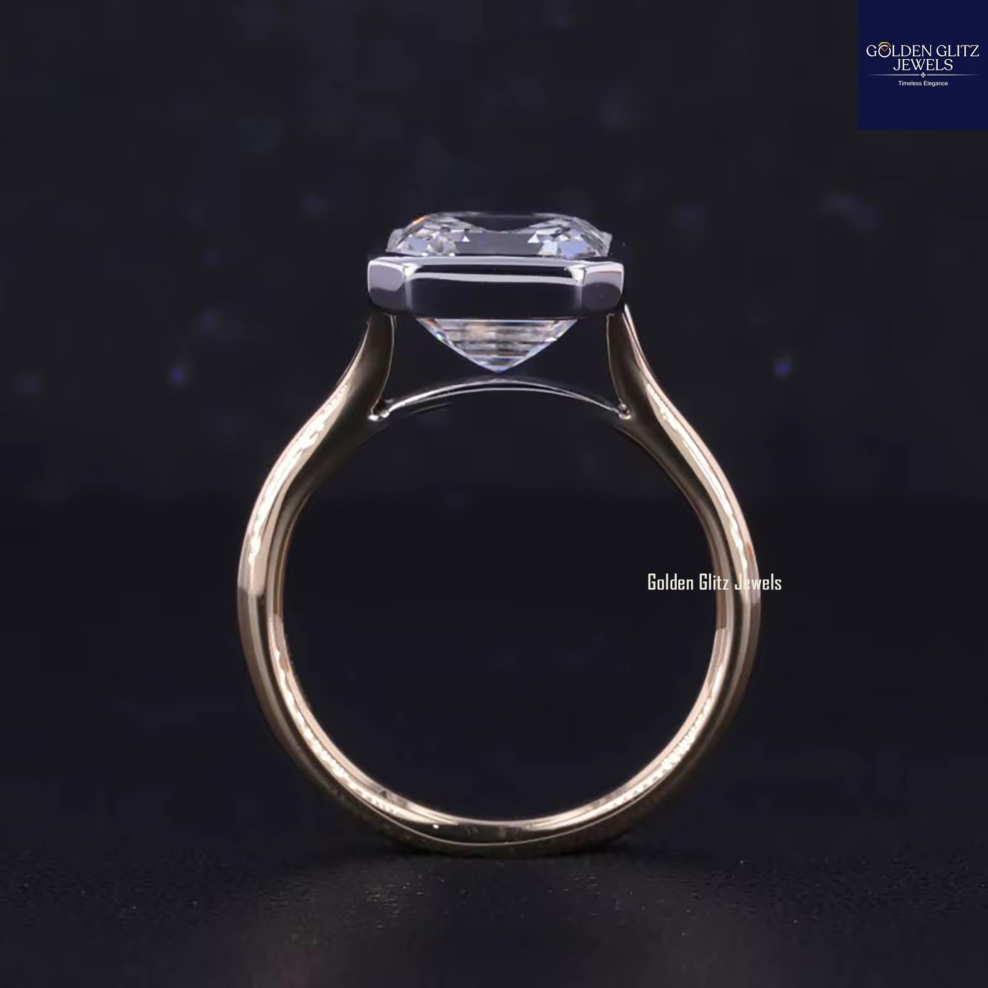 アッシャーカット モアッサナイト ソリティアリング：14Kローズ