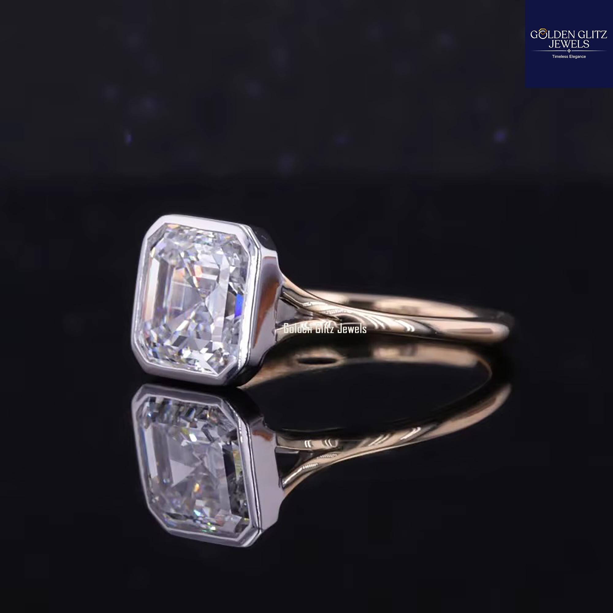 アッシャーカット モアッサナイト ソリティアリング：14Kローズ