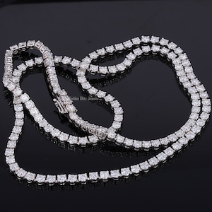 3mm VVS1 Moissanite Sterling Silver Tennis Necklace & Bracelet