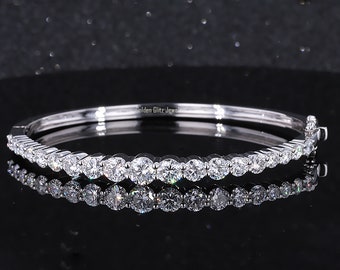 エメラルドカット モアッサナイト テニスブレスレット：D VVS1