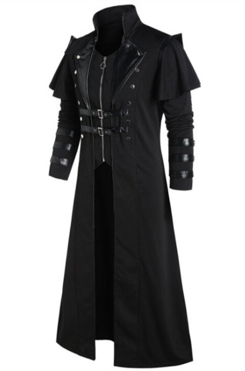 Vintage Men's Gothic Steampunk Long Jacket Trench Coat Etsy
