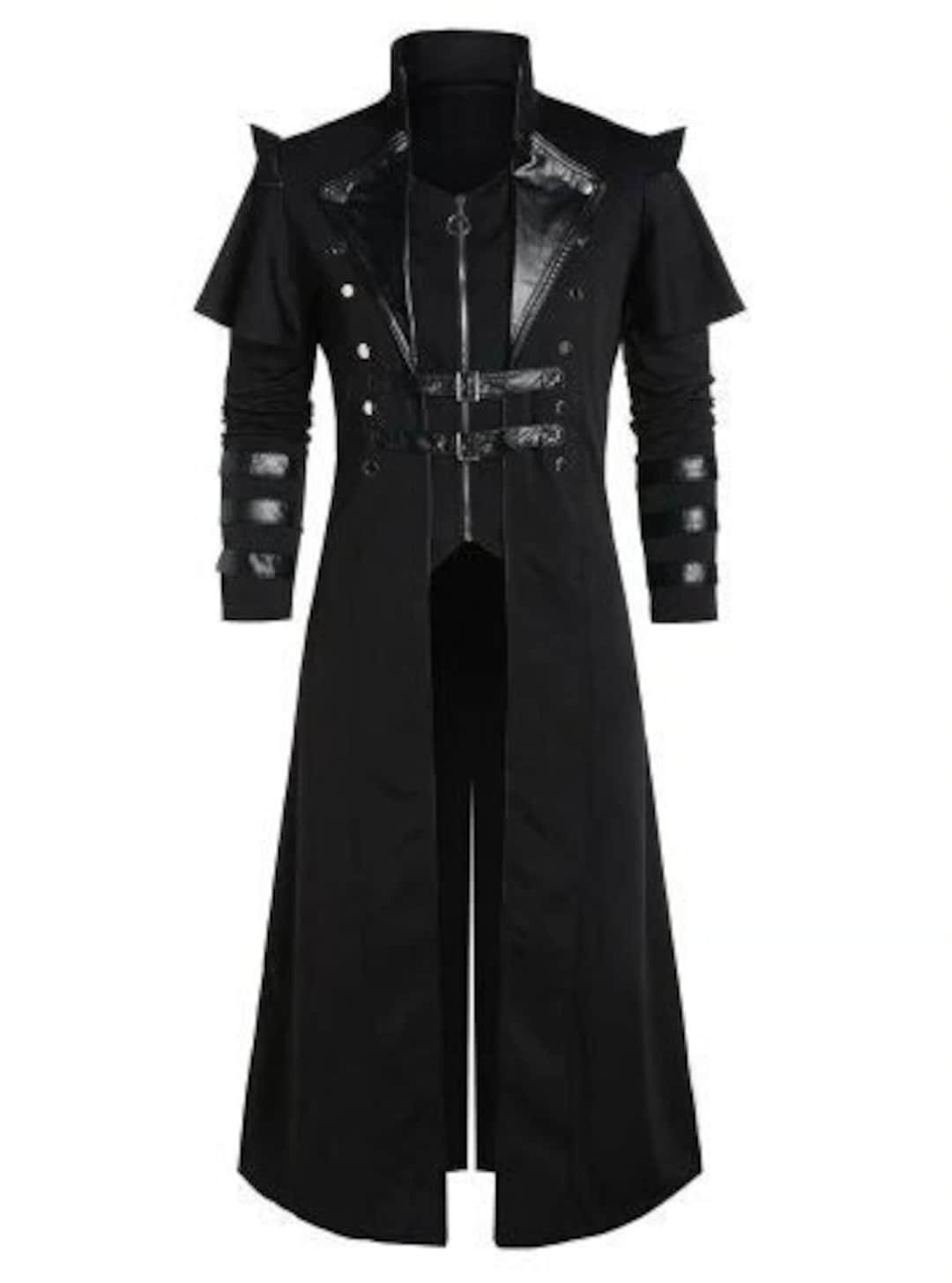 Vintage Men's Gothic Steampunk Long Jacket Trench Coat Etsy