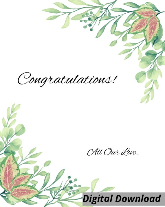 Congratulations Printable Greeting Card Etsy Congratulations Printable Greeting Card Etsy