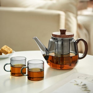 Glass Teapot Stripe Series, Borosilicate Glass Teapot, Stove Top Safe, Tea  Maker, Removable Infuser and Steam Filter, Minimalist Design 