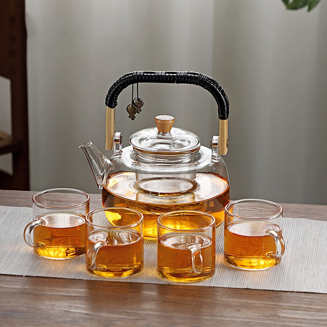 Handmade Glass Teapot tea Water Separation Single Teapot flower Tea
