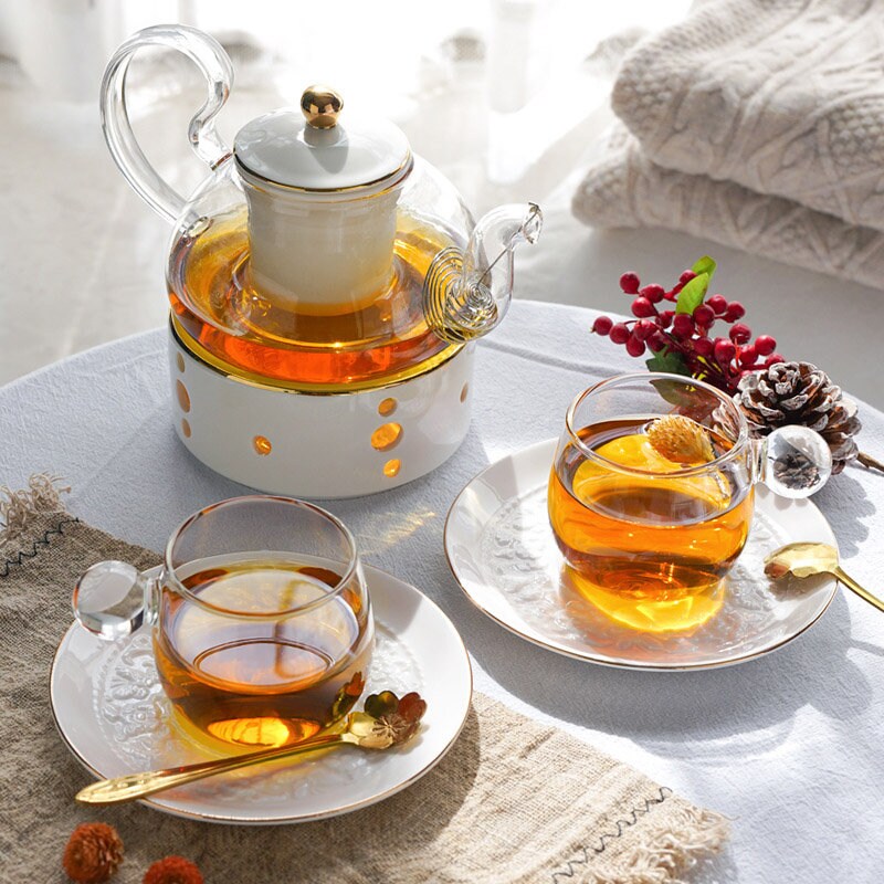 Glass Juliet Teapot with Warmer Set