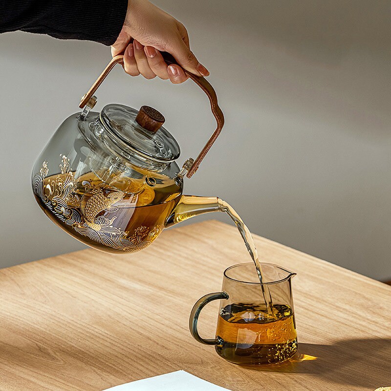 Handmade Glass Teapot Tea Water Separation Single Teapot High