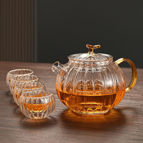 High temperature resistant hammer glass teapot Set Household filter tea infuser with handle glass teapot father's day gift
