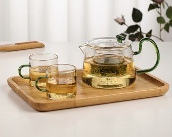 Glas Teekanne | Hochtemperaturbeständiger Einzeltopf | Teekanne Teetasse Set | Nachmittagstee Set | Mit Infuser | Weihnachtsgeschenk