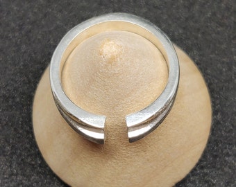 Anillo de plata gruesa con vástago dividido, pieza en blanco con perfil escalonado, suministros para joyería