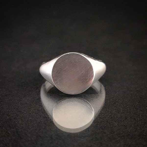 12mm Round Signet Ring. Blank Mens or Womens Signet Ring for Jewelry Making, Engraving and Gem setting in Silver.