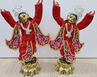 Stunning Handmade Gaura Nitai Dress – Featuring Beautiful Embroidery, Designed in Vrindavan for Spiritual Embroidered Deity Dress rindavan