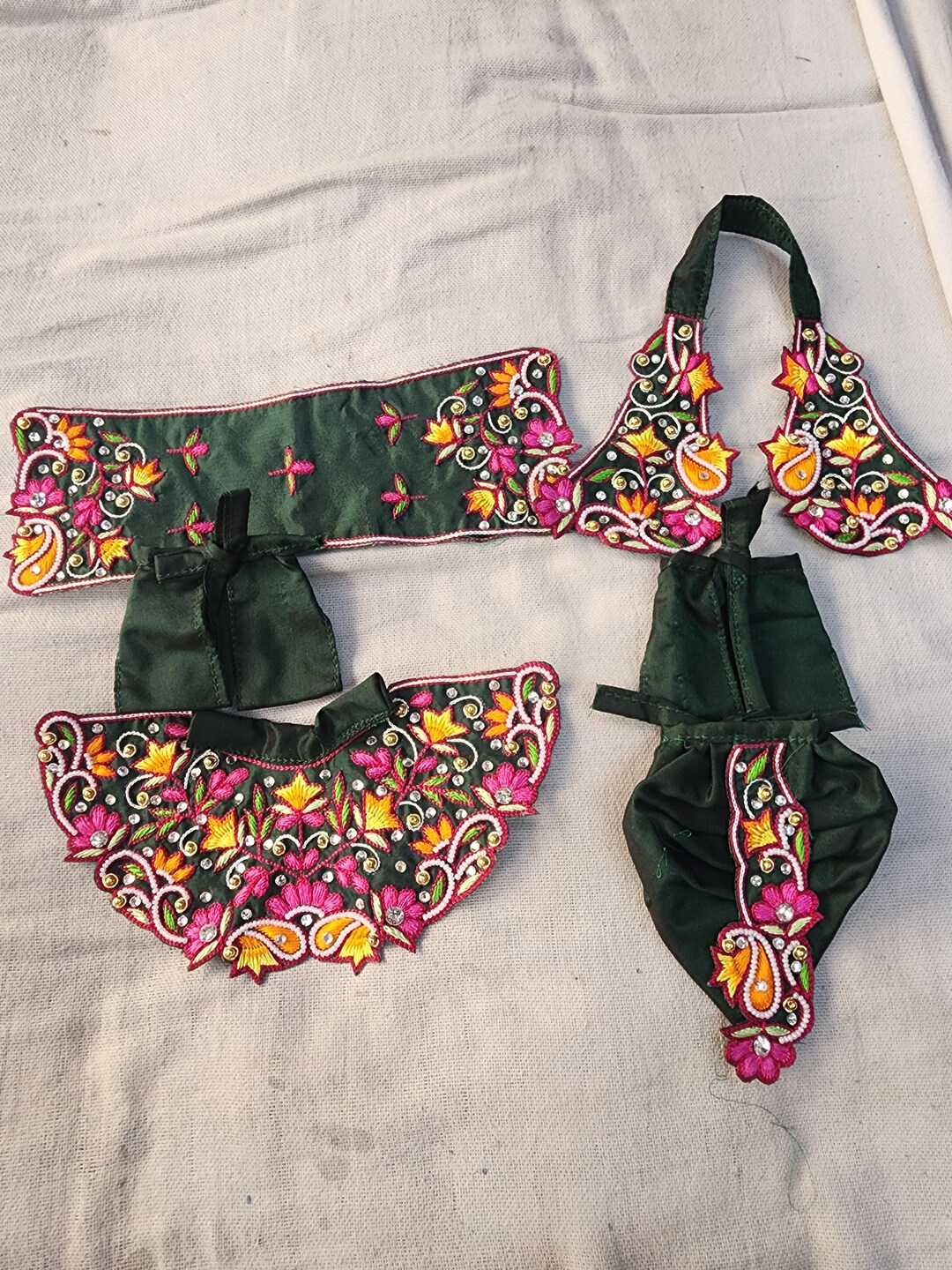 Radha Krishna Devotional Attire β Exquisite Embroidery on Handmade ...