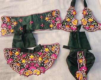 radha krishna  Devotional Attire – Exquisite Embroidery on Handmade Dress from Vrindavan, Crafted for Deity Adornment  Deity Dress rindavan