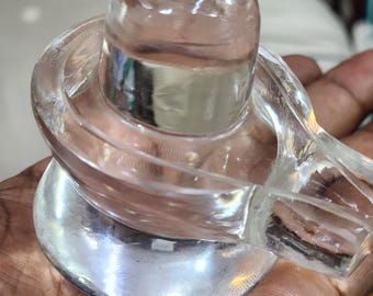 3inch/7cm  sphatik shivling natural from holy vrindavan dham , shivlingal crystal base ,
