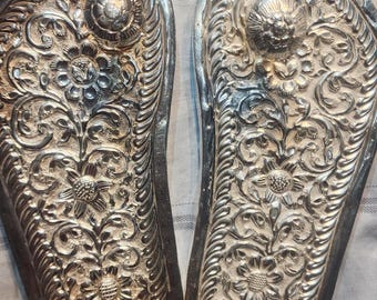 6inch/15cm  big size Pure Silver Deities Charan Paduka /sacred foot print for Radha Krishna, Gaura Nitai, Krishna Balram, Vrindavan