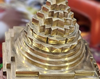 brass Meru Shri Yantra Pran Pratishthit   Spiritually Energized , made in vrindavan , we offer temple offered service