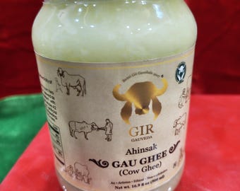 Authentic  sacred Gir Cow Ghee from Bansi Gir Gaushala | Ayurvedic A2 Desi Cow Ghee for Cooking & Puja | Glass Jar for ayurvedic  religious