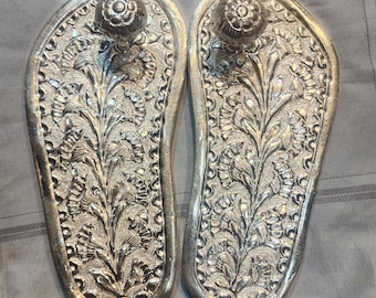 5inch/12cm  Pure Silver Deities Charan Paduka /sacred foot print for Radha Krishna, Gaura Nitai, Krishna Balram, Vrindavan Religious Gift