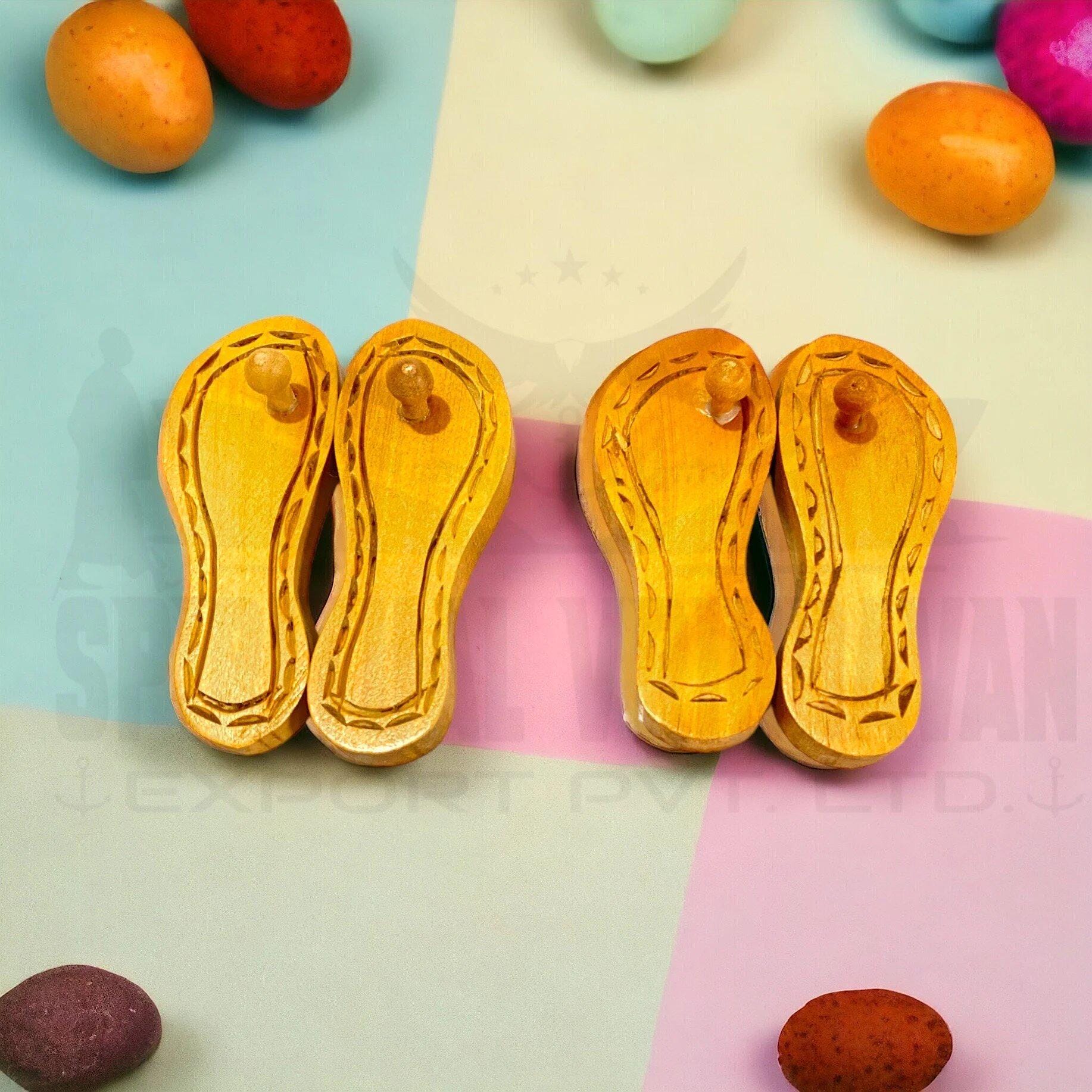 5inch Wooden Foot Sign of Bhagvan Radha Krishna Charan Paduka