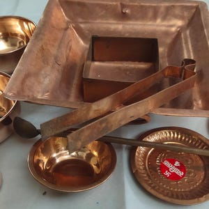 agnihotra-kit, havan-kit, yagya yajna-koperkit, handgemaakte dagelijkse pooja-koperkit, dagelijks pooja-koper item, vedik havan-item, pooja