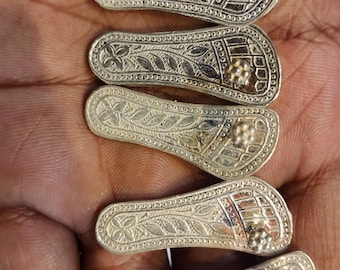 4cm/1.5inch  Pure Silver Deities Charan Paduka /sacred foot print for Radha Krishna, Gaura Nitai, Krishna Balram, Vrindavan Religious Gift