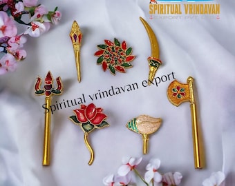 durga-wapens, alle 9 wapens van durga mata, devi durga hathiyar, van metaal gemaakt, religieus wapen van vaishnav sherawali ma devi amba durga