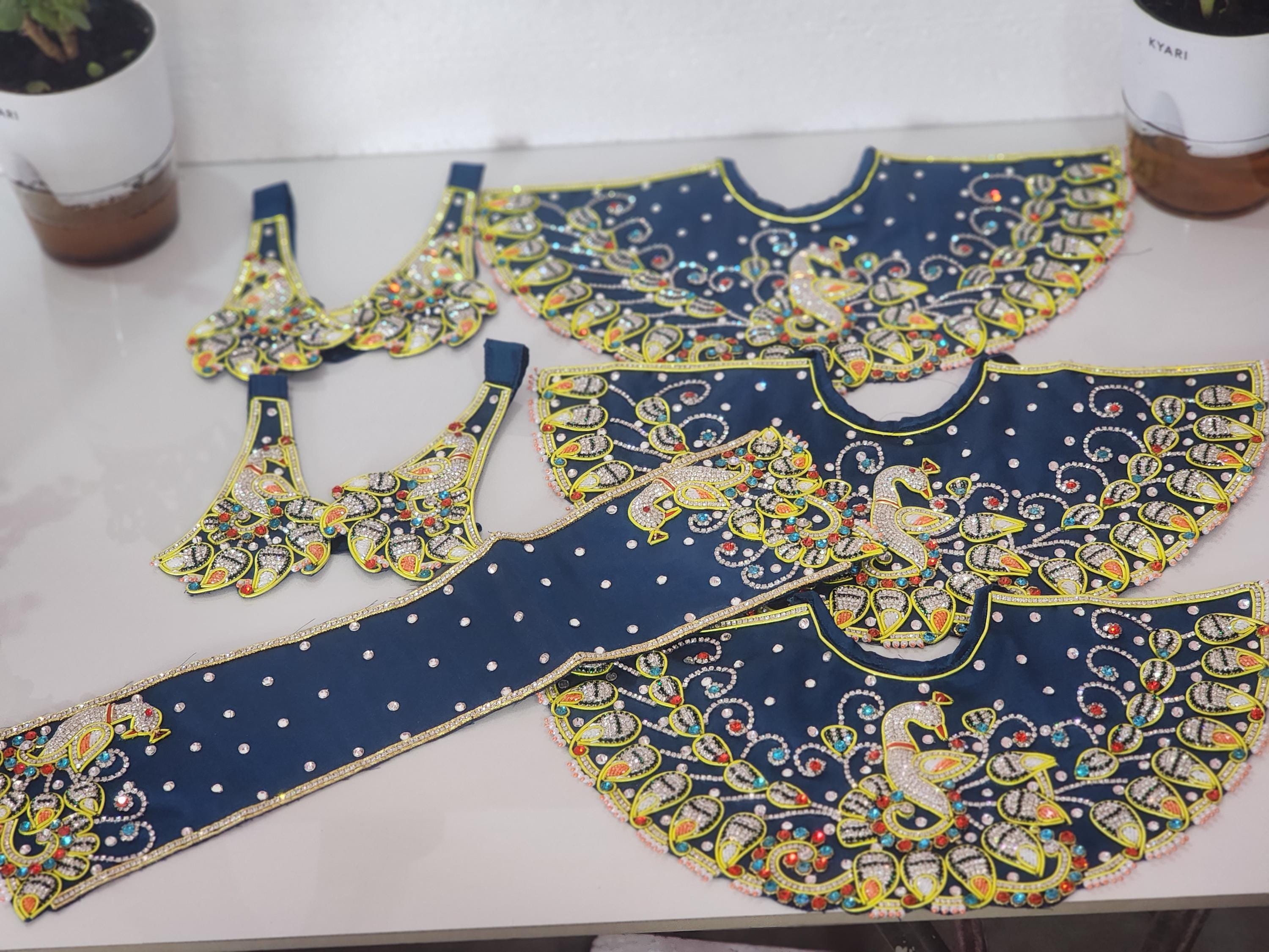 jagannath dress design Jagannath Baldev Shubhadra Very Heavy Dress Available in All Size ,  Jagannath Embrodery Dress ,work Dress Golden Blue Jagannath Dress Made