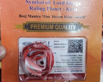 natural 9mukhi /nine face rudraksha /rudrakasha /authentic lab certified bead ,premium symbol of -lord durga ruling planet ketu