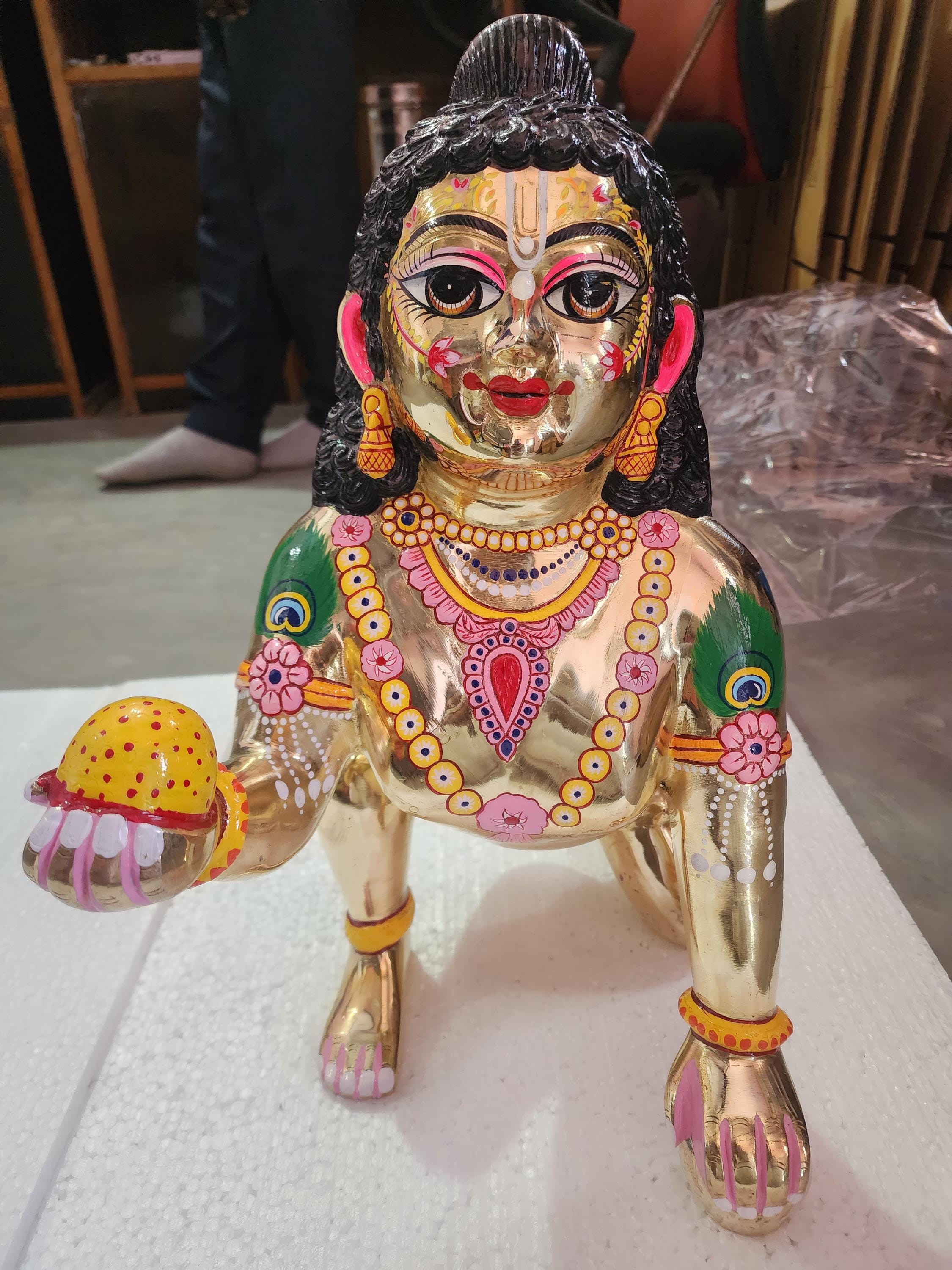 Amazon.com: Laddu Gopal Statue Pital Brass Murti with Dress