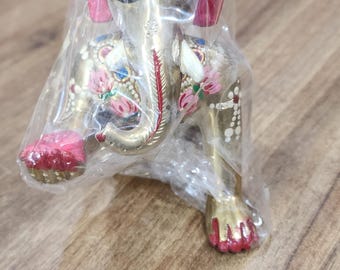 4.5inch ganesh bhagvan statue from vrindavan dham , ganpati maharaj peetal deity , painted murti of ganesh god , hindu god murti ,