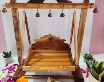 Laddu Gopal Wooden Jhula | Deity Swing | Radha Krishna Hindola | Vrindavan Handcrafted