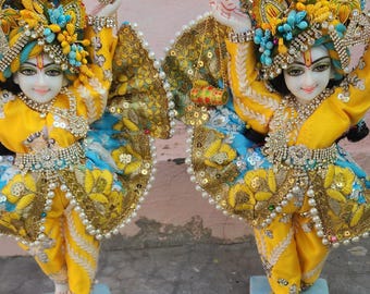 10inch shri shri gaur nitai statue marble dust , goura nitai murti from vrindavan dham , hare krishna , spiritual murti ,