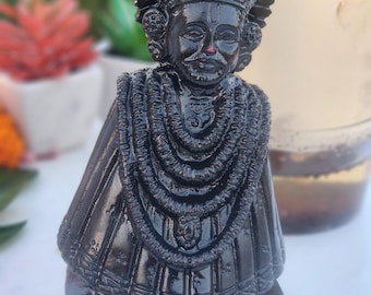 6inch/15cm coconut wood black khatu shyam, ji baba shayma statue , gift purpose ,  home decor , show piece , religious gift , hare krishna ,