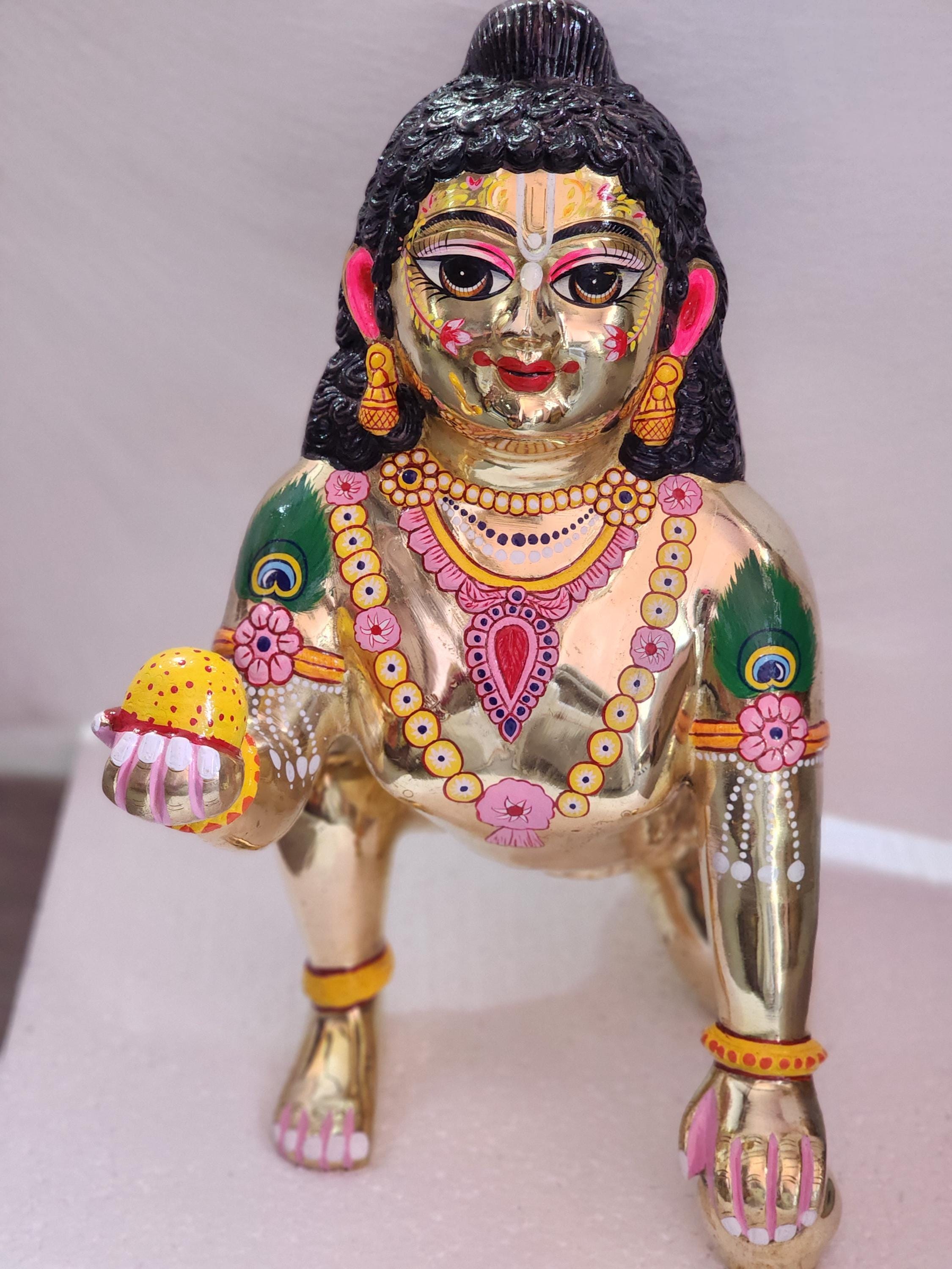 Large 21inch/53cm Brass Laddu Gopal Statue Design, Vrindavan Made